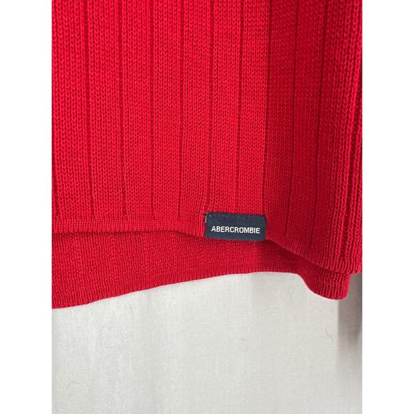 90s Vintage Abercrombie Fitch Sweater Mens Medium Red Pullover Y2K Skater Grunge - Picture 4 of 7